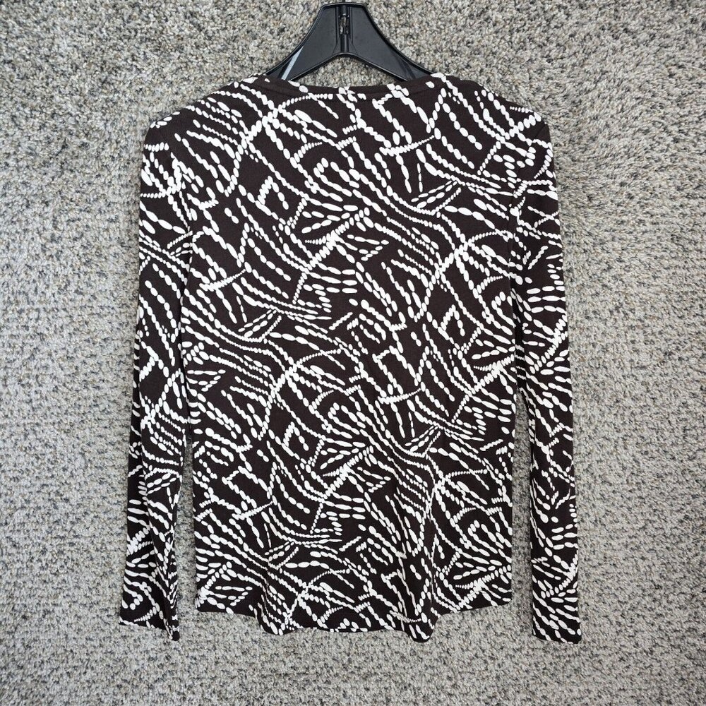 Chicos Top Womens 0 US Small‎ Brown Printed Scoop Neck Long Sleeve Casual Ladies - Picture 7 of 7